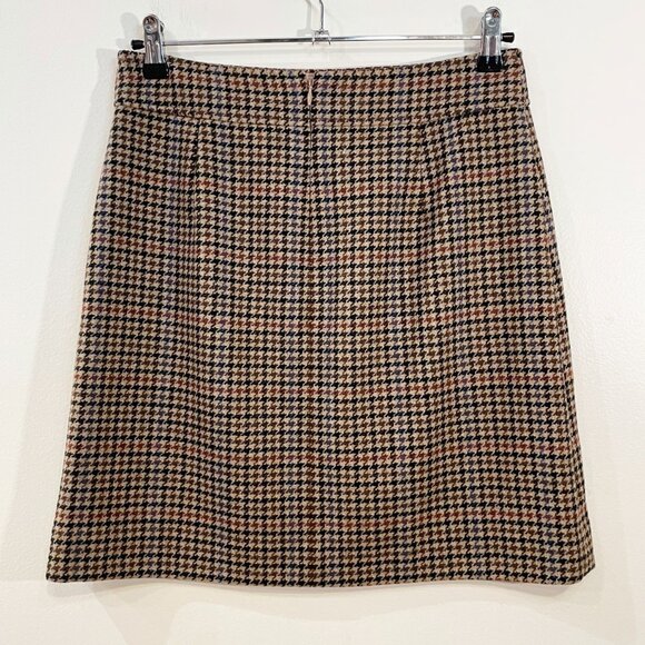 Like New J.Crew Wool Blend Houndstooth Mini Skirt Camel 4, S - Picture 4 of 7